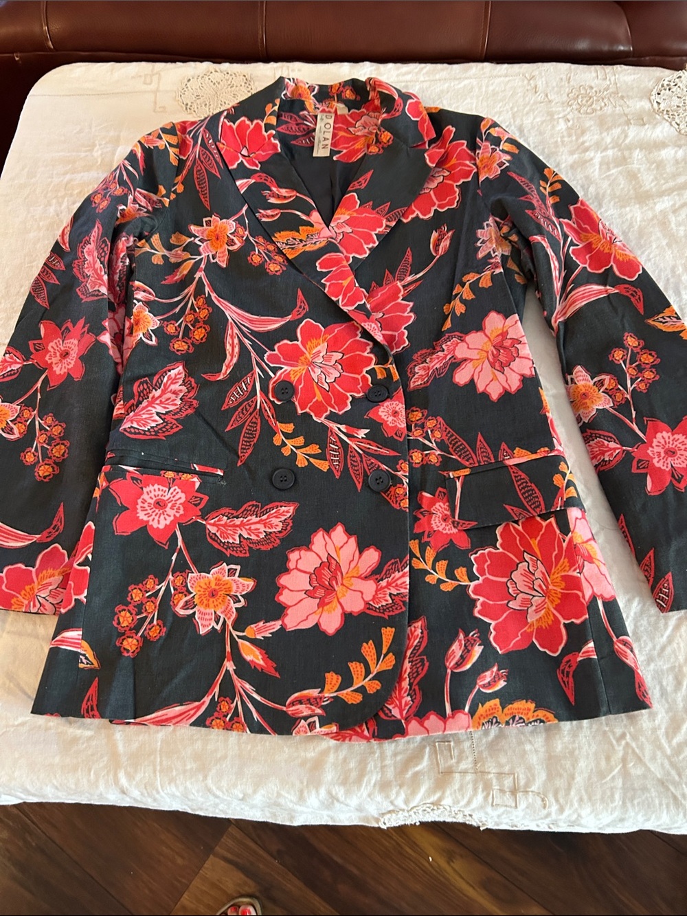 dolan Black Blazer with Pink & Red Floral Print sz S